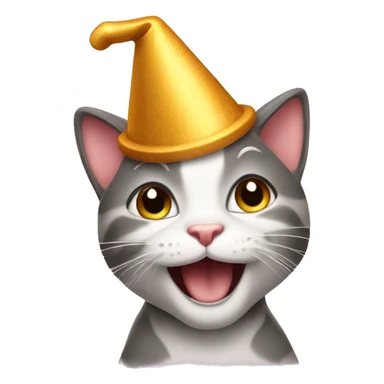happy cat dancing birthday hat sticker