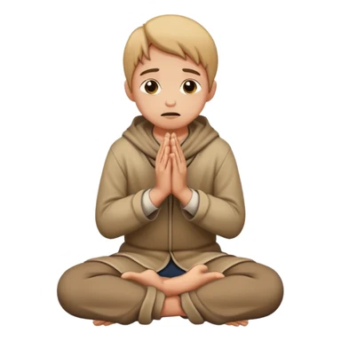 person on their knees begging with hands clasped together and pleading expression sticker