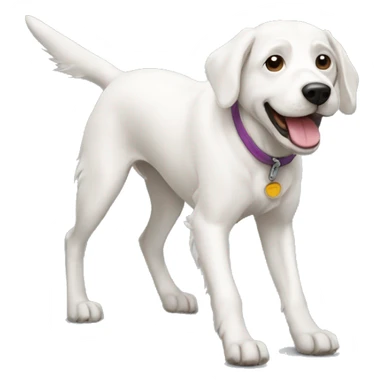 white dog walking sticker