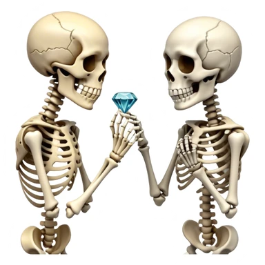 1 skeleton proposing to another skeleton with diamond ring  sticker