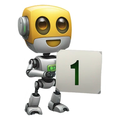ROBO HOLDING A SIGN WRITTEN NUMBER ONE sticker