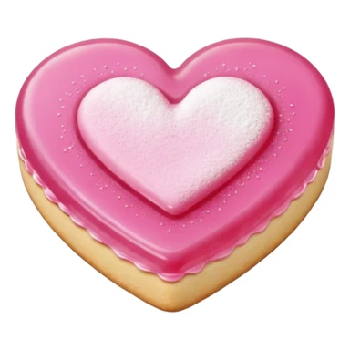 Realistic shortbread cookie in the shape of a heart with pink jelly middle filling and sprinkled powder sugar on top. sticker