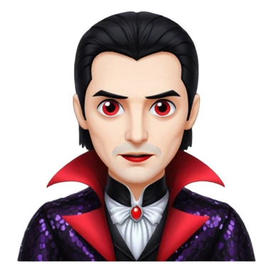 Dracula with black hair, black sequin outfit sticker