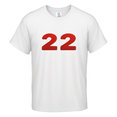 white t-shirt that says the number 22 in red letters sticker