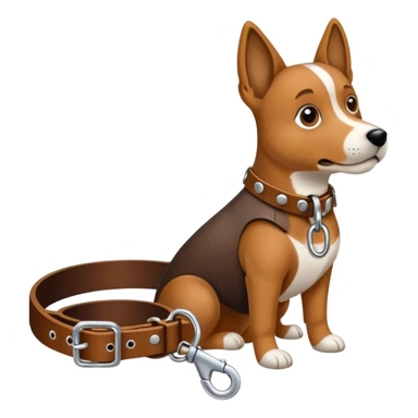 A leash clipped onto a collar that is being pulled on sticker