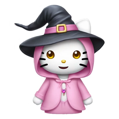 Hello kitty with witch pastel pink hat sticker