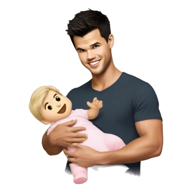 Taylor lautner with baby sticker