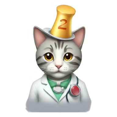 doctor cat birthday hat sticker