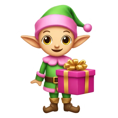 pink elf with presents sticker