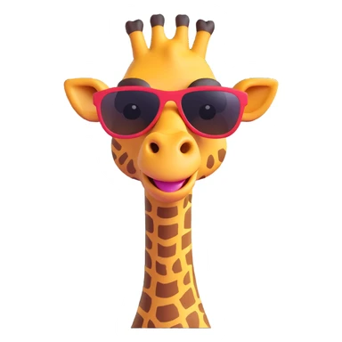 A smug, cool giraffe wearing sunglasses, with a confident smirk. The design should be sleek and stylish, with a slight tilt of the head and maybe a tiny tooth showing. Perfect for 'POG' or 'cool' moments. sticker