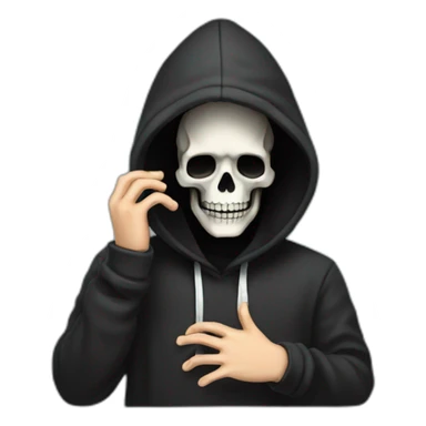 Skeleton programmer in black hoodie get face palm sticker