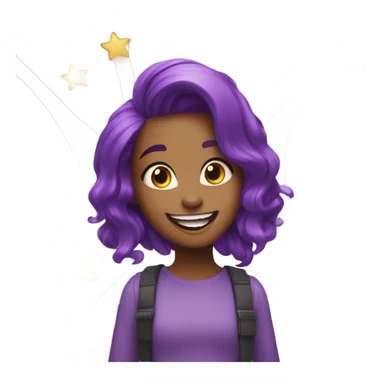 Purple haired girl with celebrating  sticker