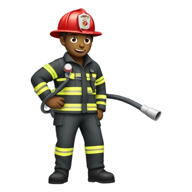 fire fighter, whole body, holding a hose sticker