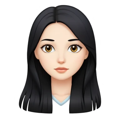 woman with straight long black hair and natural makeup sticker