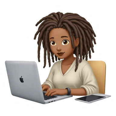Black woman with locs on a laptop sticker