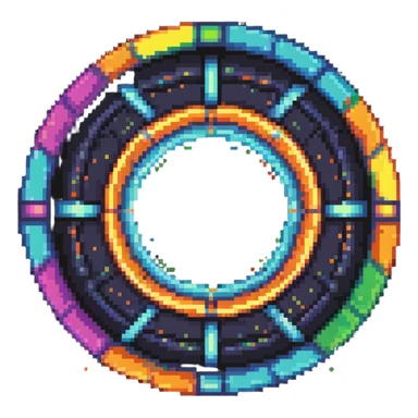 sci-fi teleportation portal with colorful energy beams sticker
