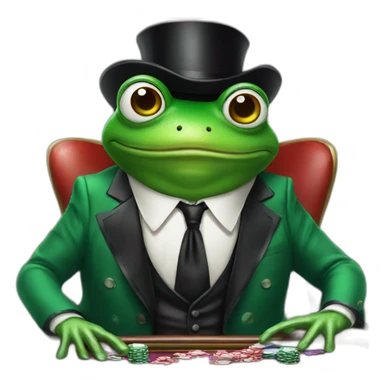 frog wearing tuxedo playing poker in casino sticker
