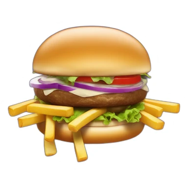 À burger with french fries ring of Saturn sticker