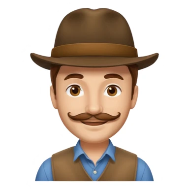 Justin Jeffre with brown hair and mustache and hat sticker