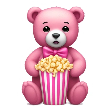 Pink bear with a bow with popcorn sticker