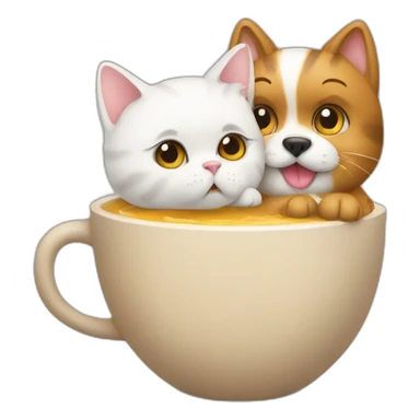 cat&dog-in-the-cup sticker