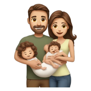Brown hair father, long Brown hair mother holding a baby sticker