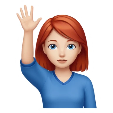 Red he’d blue eyed girl raised hand  sticker