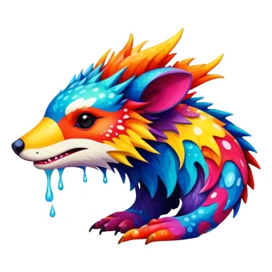 a colorful edgy vernid-fionbri-animal-creature with splash patterns sticker