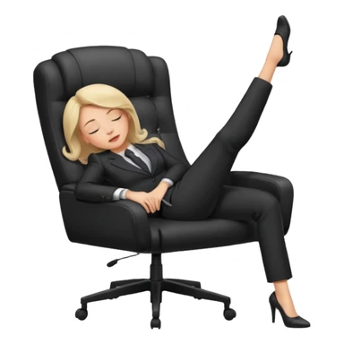 Boss sleeping in a chair with her legs up on the desk sticker