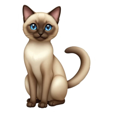 cinematic-[siamese cat]-realistic-full-body-sitting-emoji,-tail-curled-playfully-around-its-paws,-head-tilted-dramatically,-slek-[siamese]-fur,-simplified-yet-realistic-focused-features,-highly-detailed,-glowing-with-an-almost-sarcastic-glow sticker