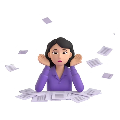 tired woman with flying papers around her sticker