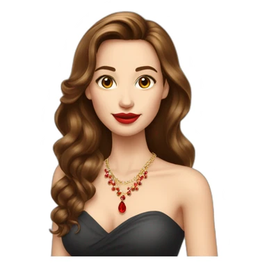 jolie femme cheuveux long lise brun avec boucle d'oreille bijoux en rouge sticker