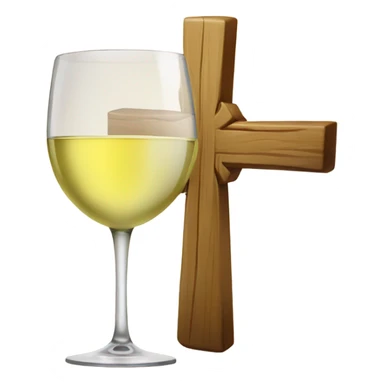 White wine and a cross sticker