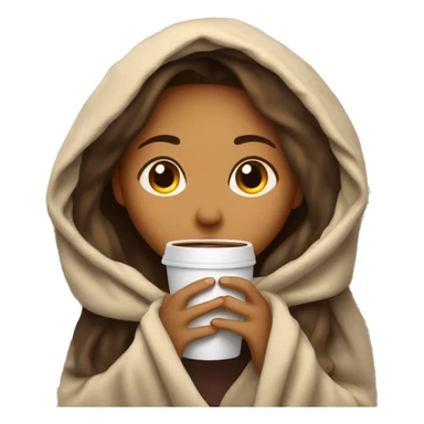 girl inside a blanket sipping coffee eyes closed sticker