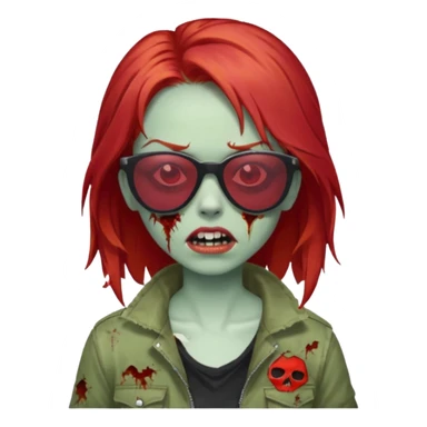 Zombie girl with red hair and sun glasses sticker