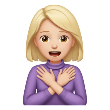 Girl with hands crossed around neck choking herself screaming laughing crying sticker