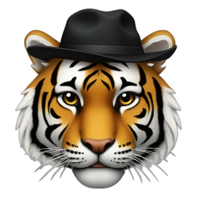A tiger with a black hat sticker