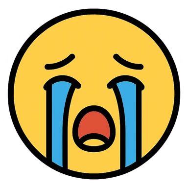 crying face, color outline icon style sticker