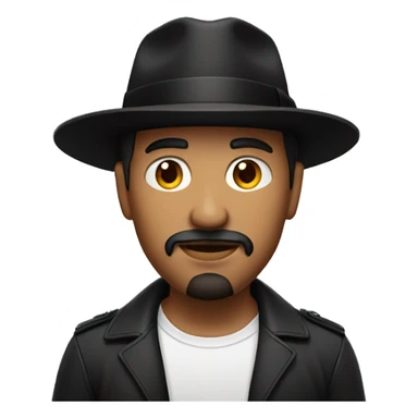 Red skinned man with black fedora and black goatee sticker