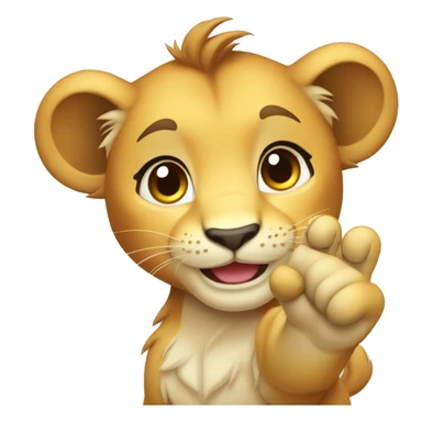 cute female lion cub waving sticker