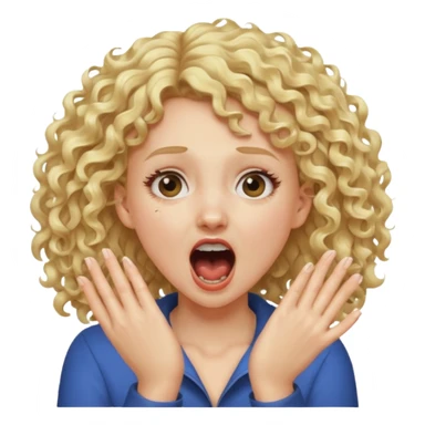 Emoji di ragazza bionda riccia che urla e mette una mano in faccia sticker