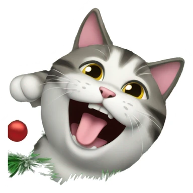 Cat stuck in christmas tree laughing sticker