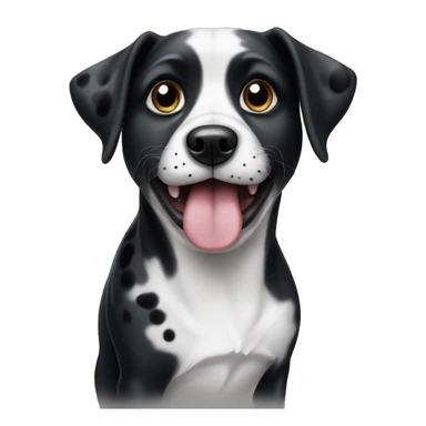 black and white dog with black spots sticking tongue out sticker