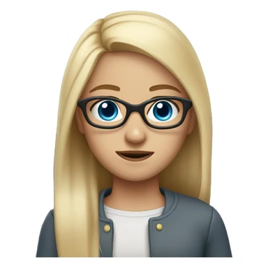 girl with straight blond hair, blue eyes and glasses. And she looks brave sticker