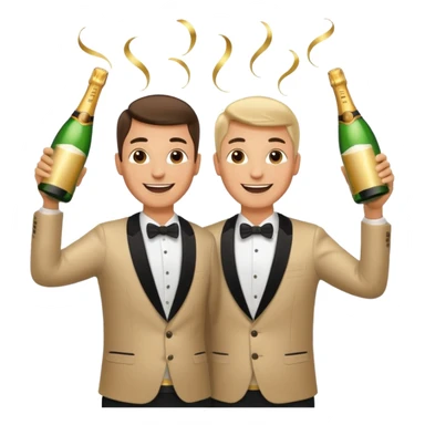 happy man raising two bottles of champagne sticker