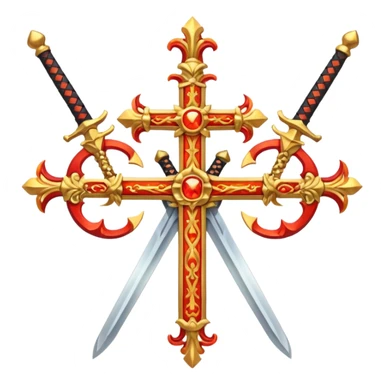 Create two swords that are in a cross and look fiery and royal looking at the same time sticker