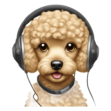 Blonde toy poodle with headphones on sticker