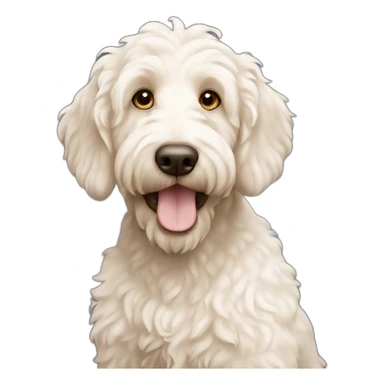 White Labradoodle with light brown nose sticker