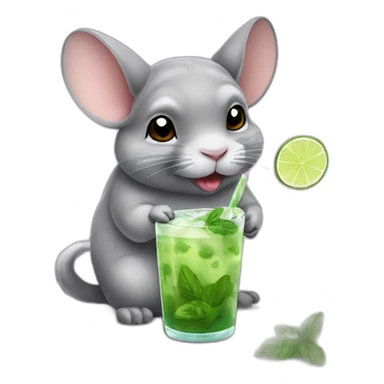 sick chinchilla drinking mojito sticker