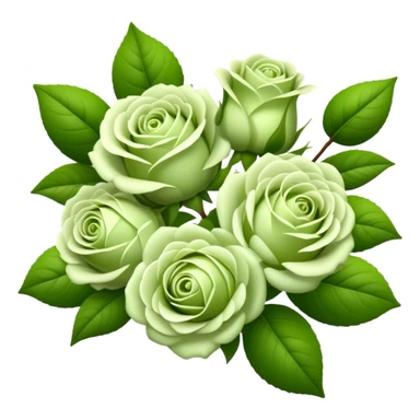 big bouquet Soft Green Tea Rose flower and bud, luxuriant, leaf, bud sticker